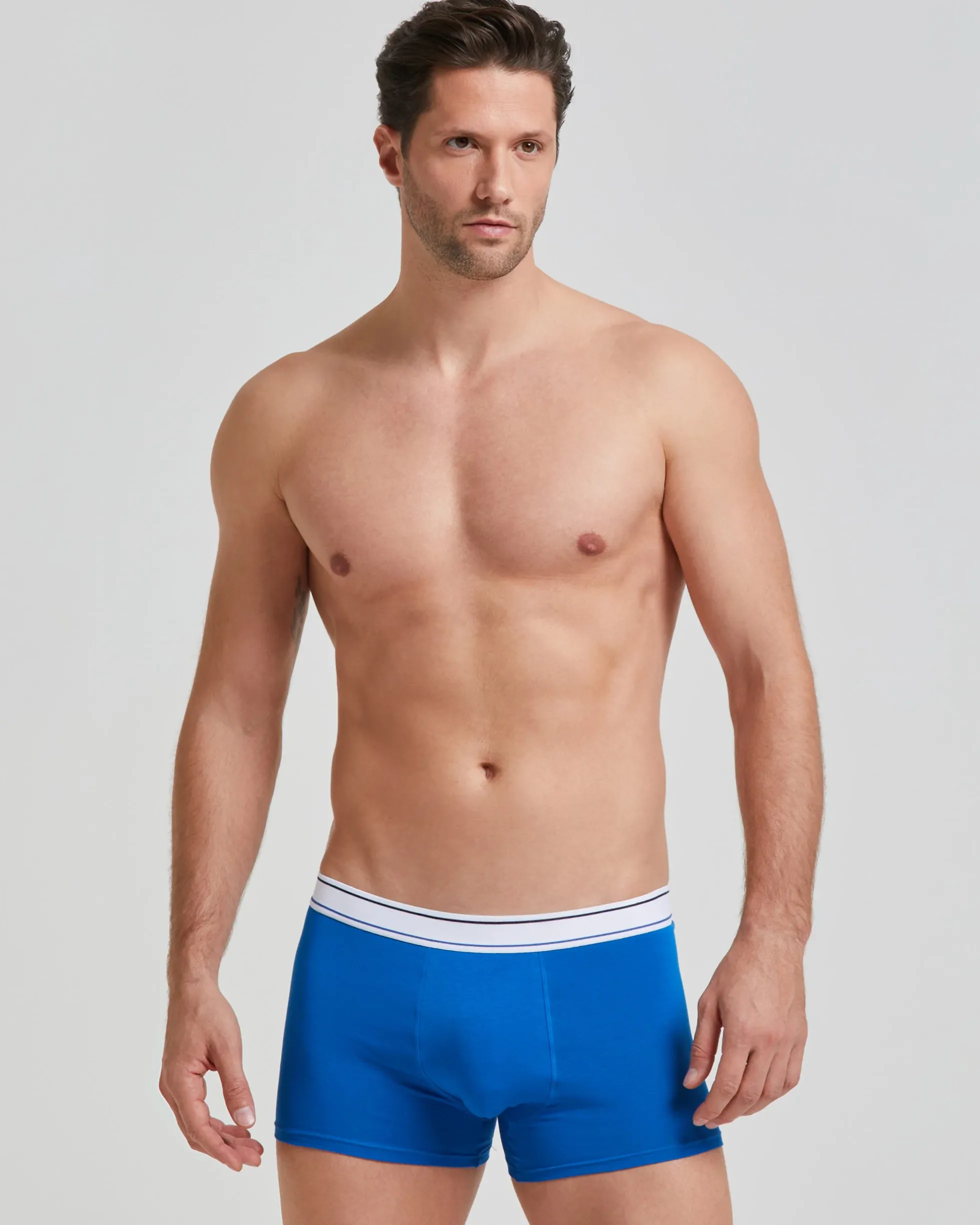 Boxer cotone tinta unita con elastico rigato