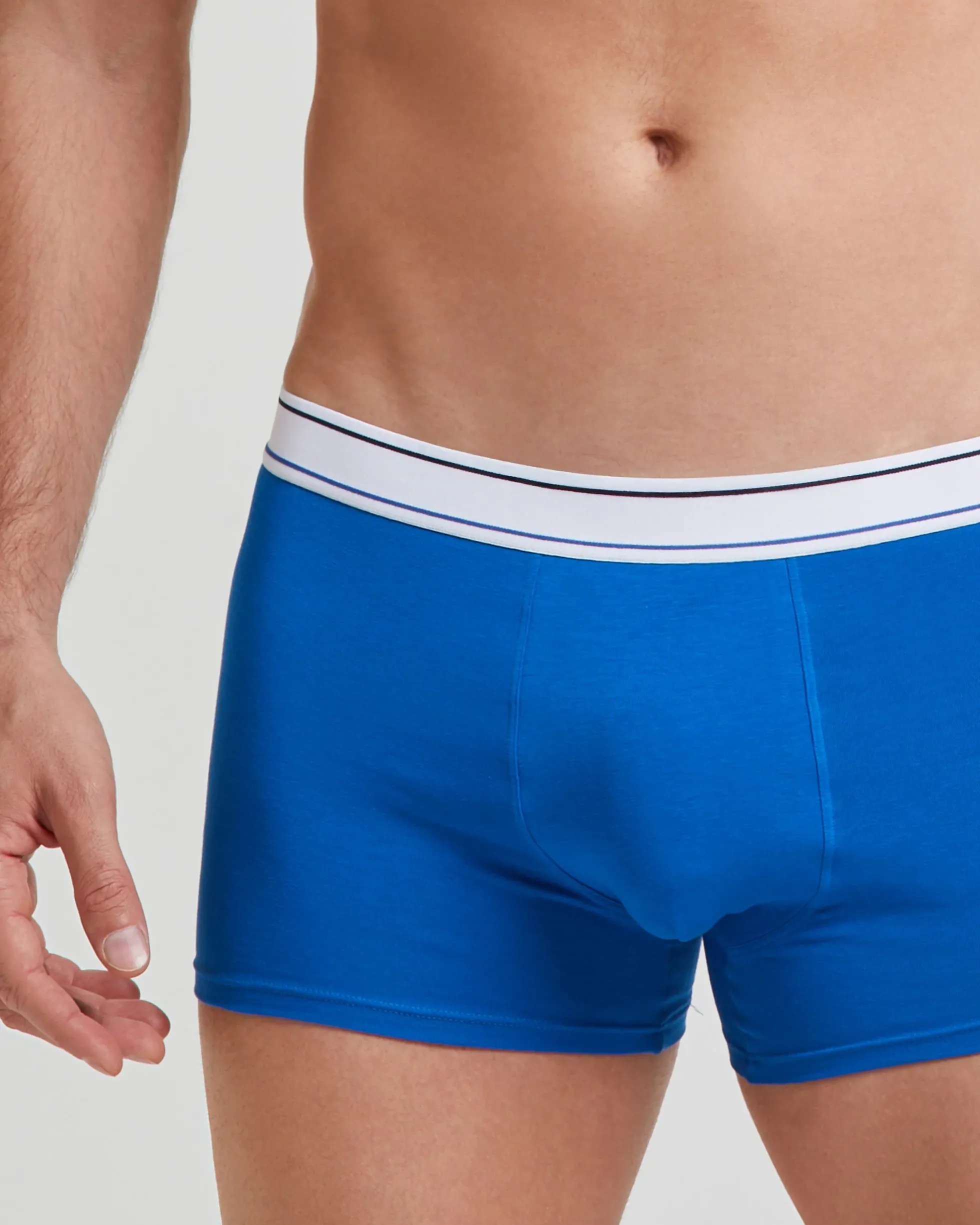 Boxer cotone tinta unita con elastico rigato