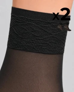 CALZA CORTA LADY VELATA CON BORDO IN PIZZO x2