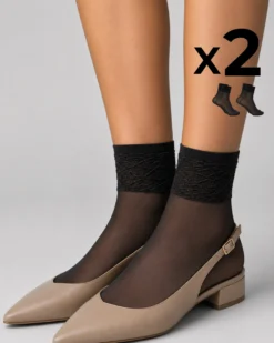 CALZA CORTA LADY VELATA CON BORDO IN PIZZO x2
