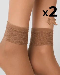 CALZA CORTA LADY VELATA CON BORDO IN PIZZO x2