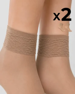 CALZA CORTA LADY VELATA CON BORDO IN PIZZO x2