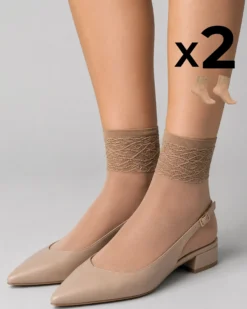 CALZA CORTA LADY VELATA CON BORDO IN PIZZO x2