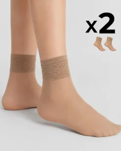 CALZA CORTA LADY VELATA CON BORDO IN PIZZO x2