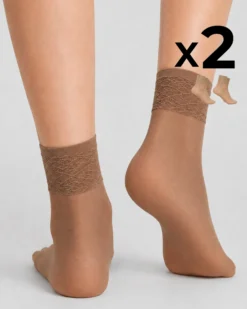 CALZA CORTA LADY VELATA CON BORDO IN PIZZO x2