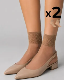 CALZA CORTA LADY VELATA CON BORDO IN PIZZO x2