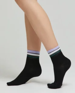 Calza cotone Amelia con righe multicolor