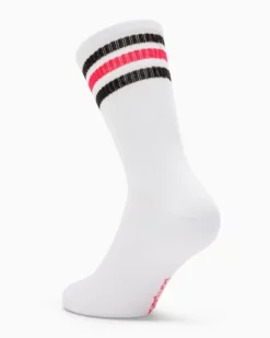 Calza tennis Crew cotone con righe fluo