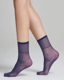 Calzino velato Iris con righe in trasparenza