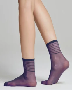 Calzino velato Iris con righe in trasparenza