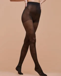 Collant Ambra 30 denari con motivo pizzo floreale