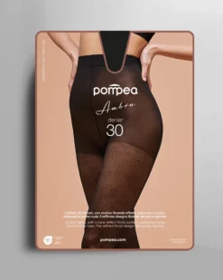 Collant Ambra 30 denari con motivo pizzo floreale