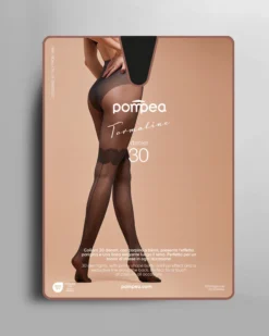Collant Tormaline 30 denari con disegno balza in pizzo e riga posteriore