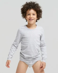 Maglia girocollo a maniche lunghe bimbo in caldo cotone organico