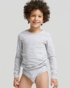 Maglia girocollo a maniche lunghe bimbo in caldo cotone organico