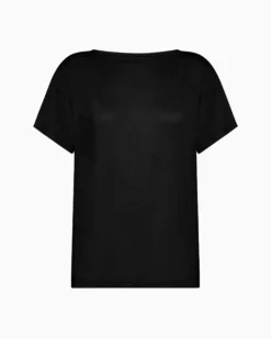 Maglia manica corta scollo barchetta in viscosa sostenibile vestibilità over