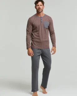 Pigiama lungo cotone interlock Zafferano