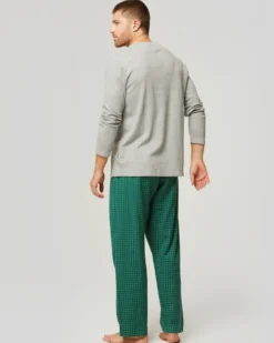 Pigiama lungo cotone interlock e flanella Cumino