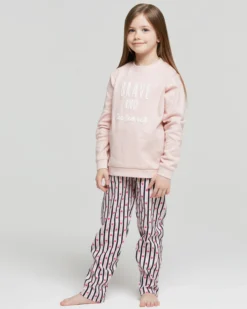 Pigiama lungo cotone interlock Celeste