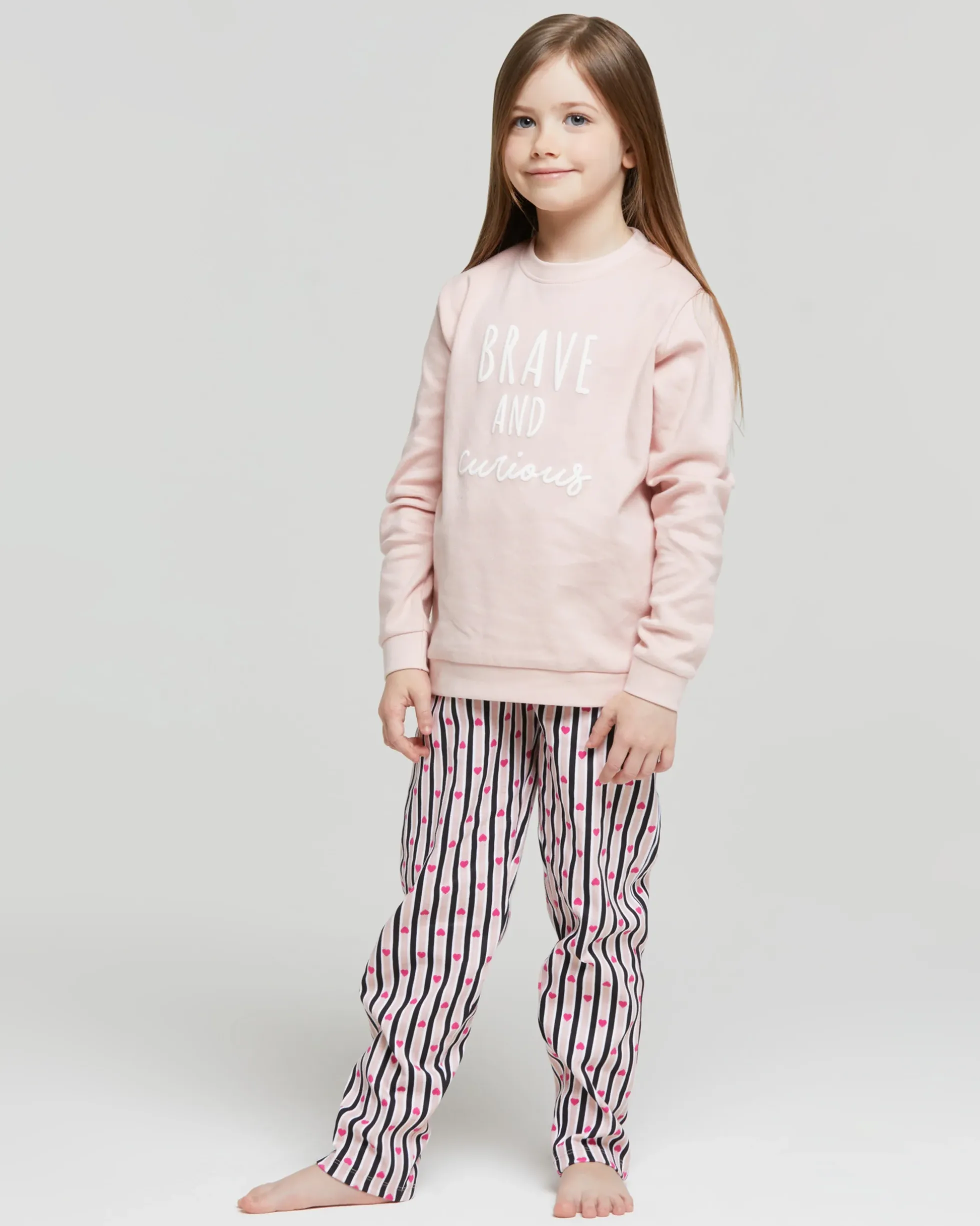 Pigiama lungo cotone interlock Celeste