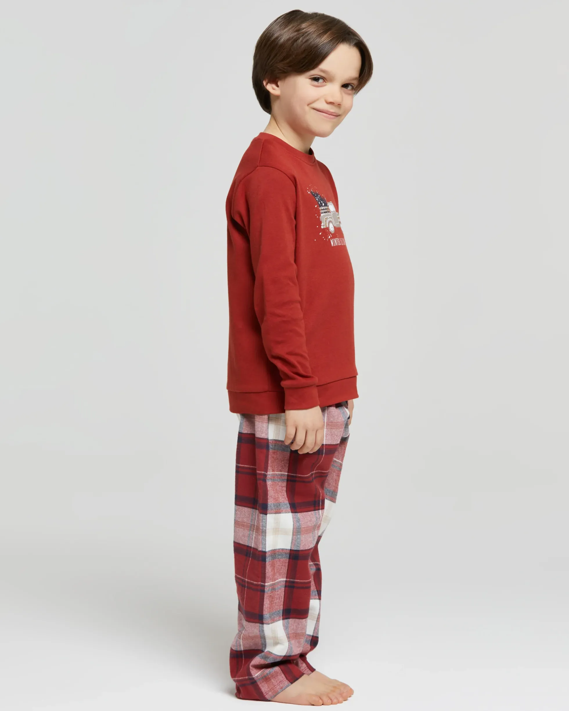 Pigiama lungo cotone interlock e flanella Bob